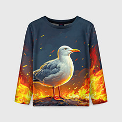 Лонгслив детский Чайка в огне, цвет: 3D-принт