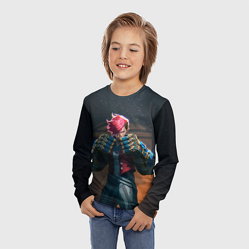 Детский лонгслив Вай в силовых перчатках Аркейн / 3D-принт – фото 3
