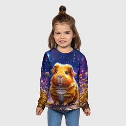 Лонгслив детский Морская свинка в космосе, цвет: 3D-принт — фото 2