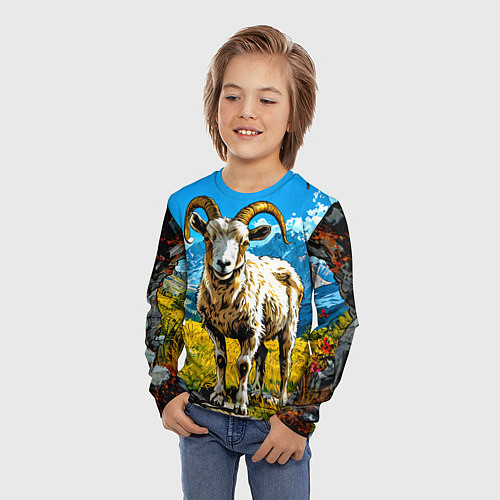 Детский лонгслив Горный козел / 3D-принт – фото 3