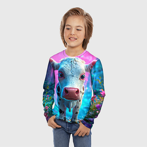 Детский лонгслив Коровка в сказочном лесу / 3D-принт – фото 3