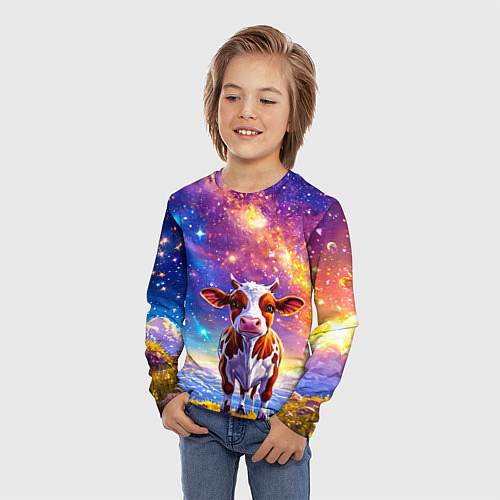 Детский лонгслив Коровка и звездное небо / 3D-принт – фото 3