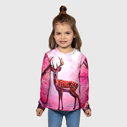 Лонгслив детский Олень в розовом свете, цвет: 3D-принт — фото 2