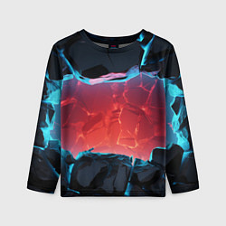 Лонгслив детский Неоновая разбитая стена - текстура, цвет: 3D-принт
