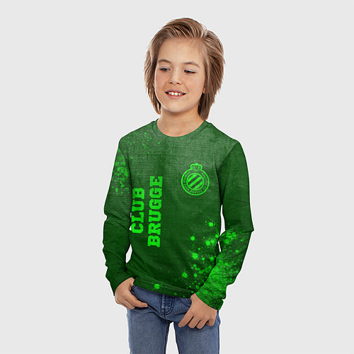 Детский лонгслив Club Brugge - green gradient вертикально / 3D-принт – фото 3
