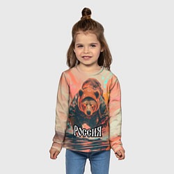 Лонгслив детский Россия - медведь, цвет: 3D-принт — фото 2