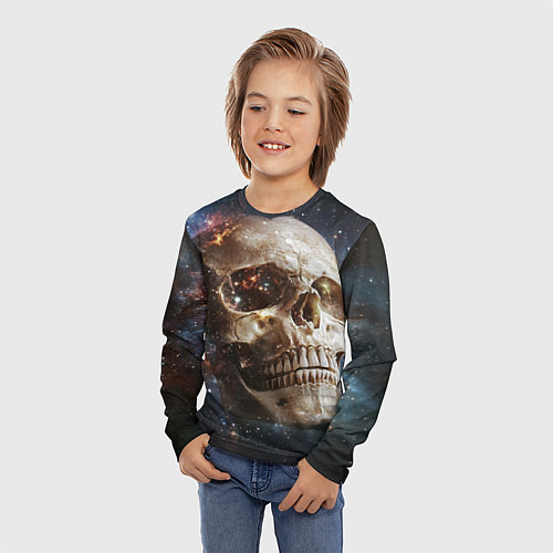 Детский лонгслив Череп - космос / 3D-принт – фото 3
