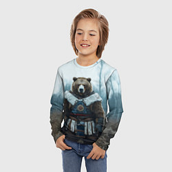 Лонгслив детский Воин русский медведь, цвет: 3D-принт — фото 2