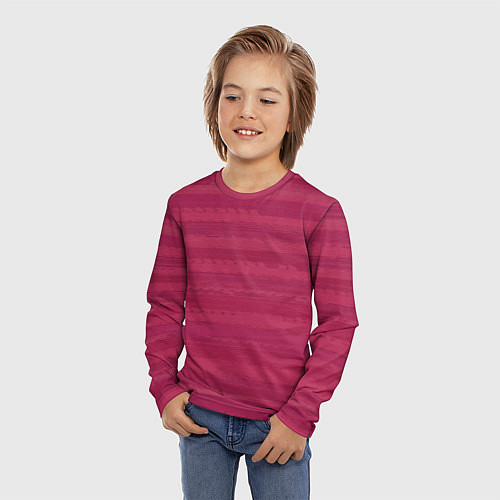 Детский лонгслив Малиновый розовый полосатый / 3D-принт – фото 3