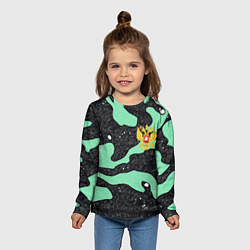 Лонгслив детский Текстурный черно-зеленый камуфляж, цвет: 3D-принт — фото 2