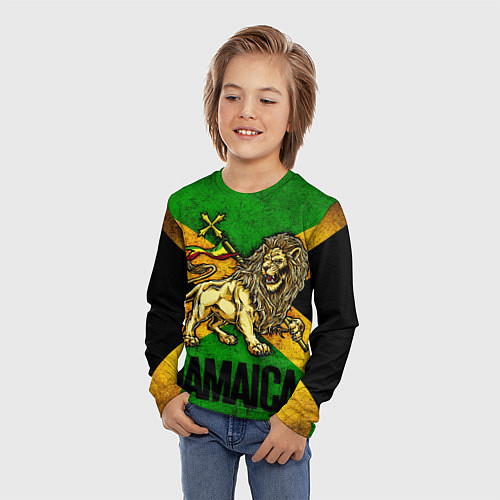 Детский лонгслив Jamaica lion flag / 3D-принт – фото 3