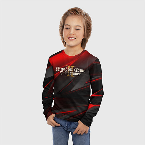 Детский лонгслив Kingdom Come Deliverance 2 red black / 3D-принт – фото 3