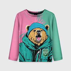 Лонгслив детский Злой медведь в зимней одежде, цвет: 3D-принт
