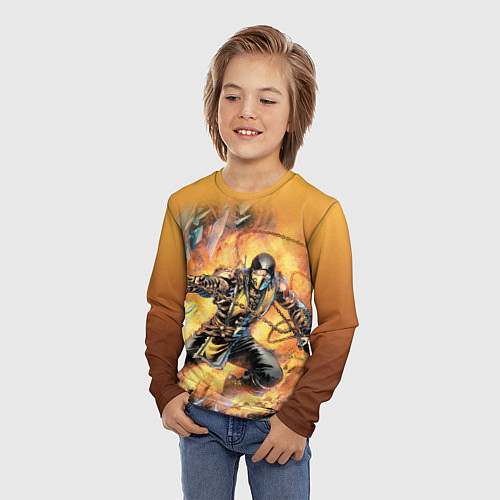 Детский лонгслив Scorpion - Mortal Kombat / 3D-принт – фото 3