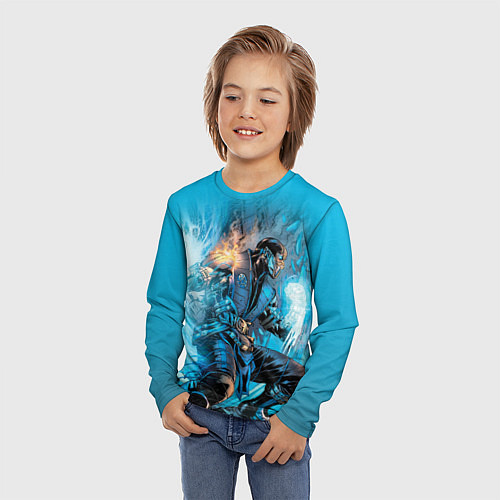 Детский лонгслив Mortal Kombat - Sub-Zero / 3D-принт – фото 3