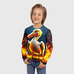 Лонгслив детский Пеликан в огне, цвет: 3D-принт — фото 2