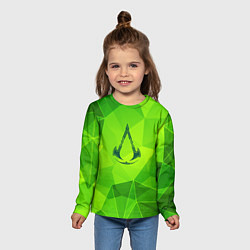 Лонгслив детский Assassins Creed green poly, цвет: 3D-принт — фото 2