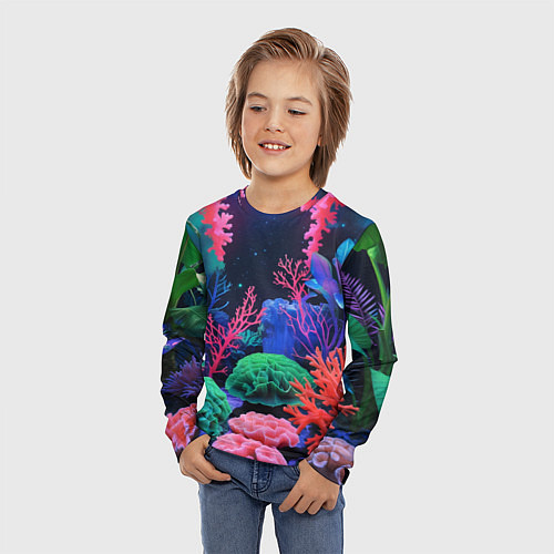 Детский лонгслив Подводный мир с кораллами / 3D-принт – фото 3