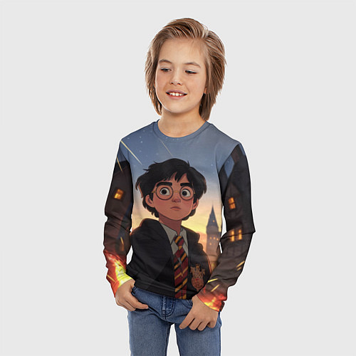 Детский лонгслив Загадочный Гарри Поттер / 3D-принт – фото 3
