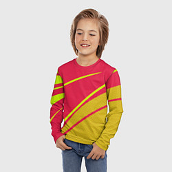 Лонгслив детский Красно-розовый с салатовым точечный, цвет: 3D-принт — фото 2