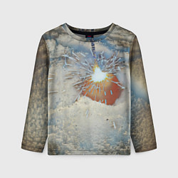 Детский лонгслив Искрящийся мандарин на снегу