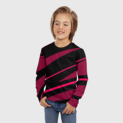 Лонгслив детский Чёрный с розовым абстракция полосы, цвет: 3D-принт — фото 2