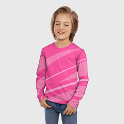 Лонгслив детский Розовый однотонный абстракция с полосой, цвет: 3D-принт — фото 2