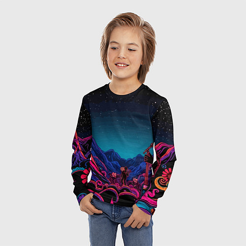 Детский лонгслив Psychedelic music art / 3D-принт – фото 3