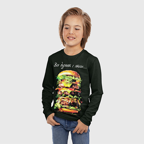 Детский лонгслив Все дуреют с этого фастфуда / 3D-принт – фото 3