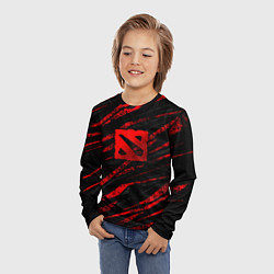 Лонгслив детский Dota 2 - красные потертости, цвет: 3D-принт — фото 2