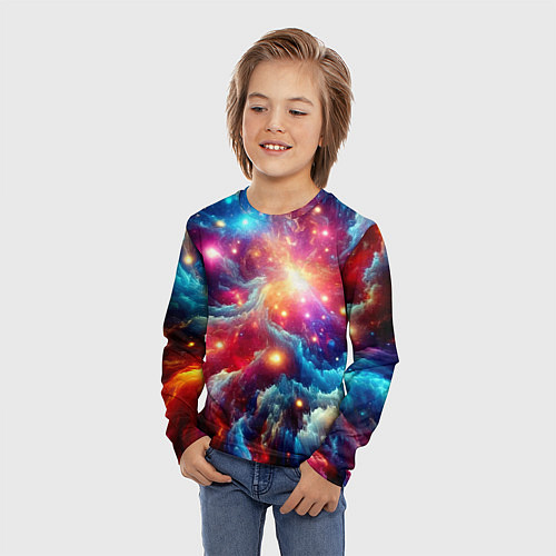 Детский лонгслив Colorfull neon space clouds - ai art fantasy / 3D-принт – фото 3