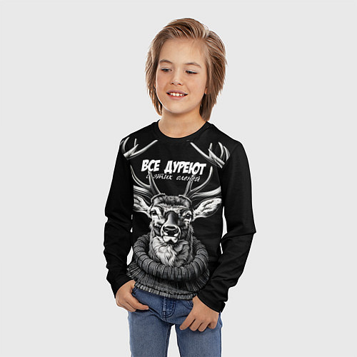 Детский лонгслив Все дуреют с этих оленей / 3D-принт – фото 3