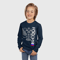 Лонгслив детский Россия и герб серо-синий, цвет: 3D-принт — фото 2