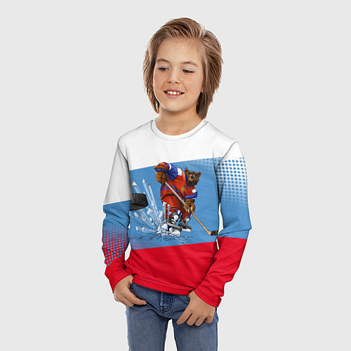 Детский лонгслив Русский хоккей / 3D-принт – фото 3