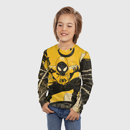 Детский лонгслив Черный человек-паук / 3D-принт – фото 3