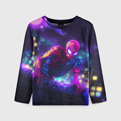 Лонгслив детский Человек-паук неоновый свет, цвет: 3D-принт