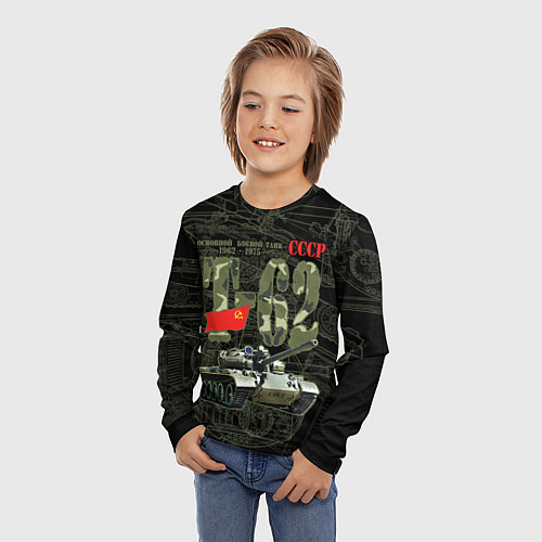 Детский лонгслив Танк Т-62 советский средний танк / 3D-принт – фото 3