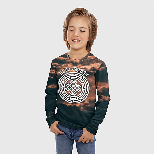 Детский лонгслив Белобог - небо славян / 3D-принт – фото 3