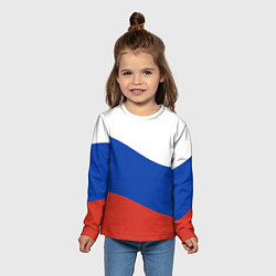 Лонгслив детский Флаг России волной, цвет: 3D-принт — фото 2