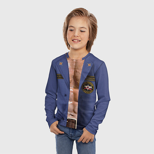 Детский лонгслив Форма пожарного спасателя МЧС / 3D-принт – фото 3