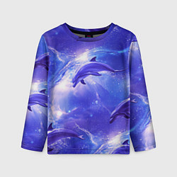 Детский лонгслив Дельфины в волшебном море паттерн