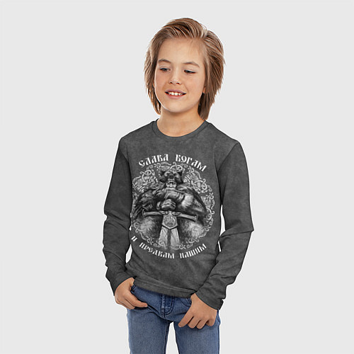 Детский лонгслив Велес с мечом - слава богам и предкам / 3D-принт – фото 3