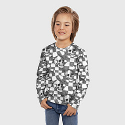 Лонгслив детский Черепа и клетчатый фон с дырами, цвет: 3D-принт — фото 2