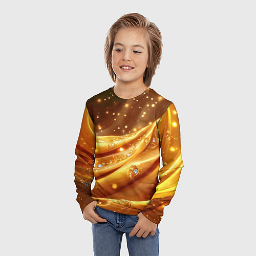 Детский лонгслив Золотая ткань с блестками / 3D-принт – фото 3