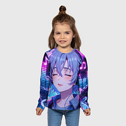 Лонгслив детский Влюбленный в музыку, цвет: 3D-принт — фото 2