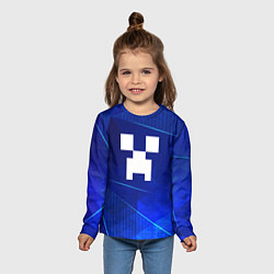 Лонгслив детский Minecraft blue poly, цвет: 3D-принт — фото 2