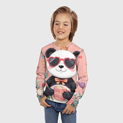 Лонгслив детский Панда с поздравлениями и с цветами, цвет: 3D-принт — фото 2