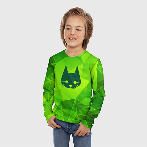 Детский лонгслив Stray green poly / 3D-принт – фото 3