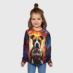 Лонгслив детский Американский стаффордширский терьер в космосе, цвет: 3D-принт — фото 2