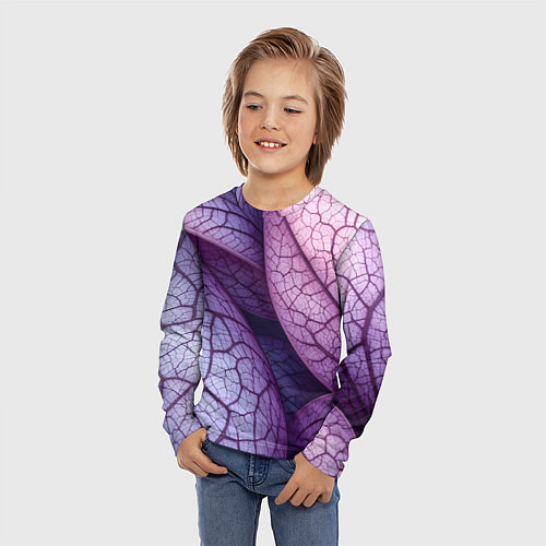 Детский лонгслив Прожилки экзотического растения / 3D-принт – фото 3